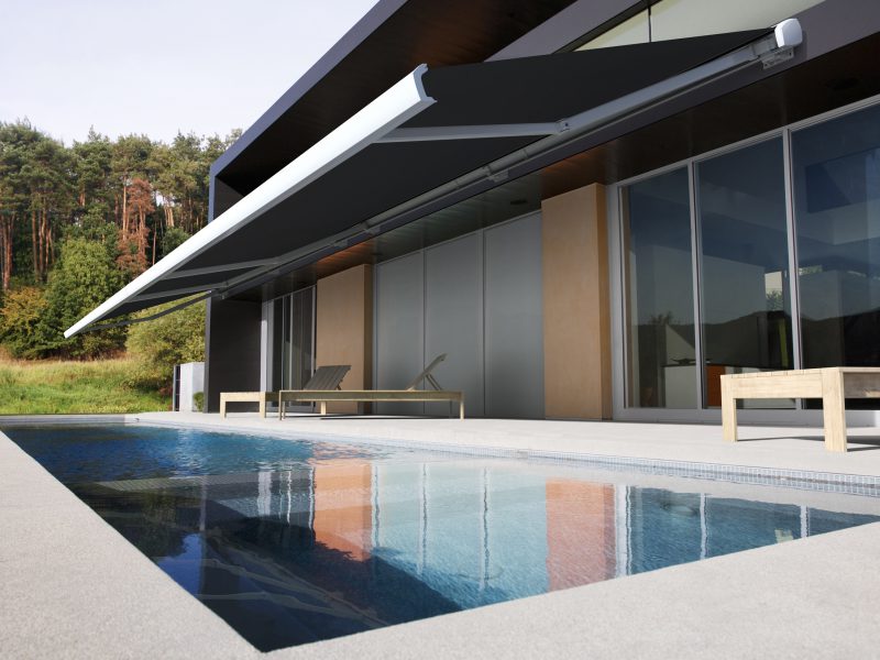 Exterior of modern house and swimming pool